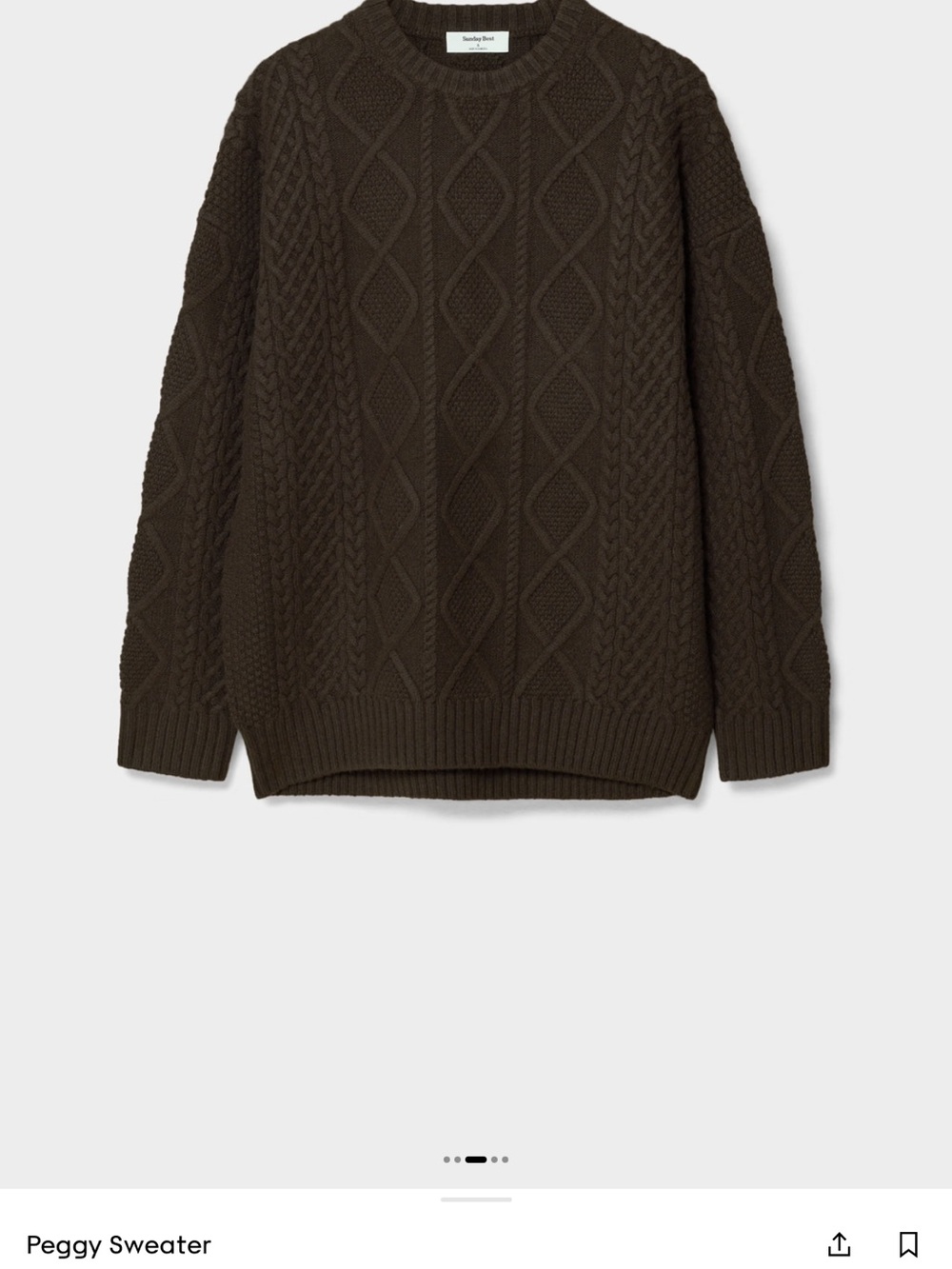 Aritzia Peggy Cable-Knit Sweater - chocolate brown Size Small